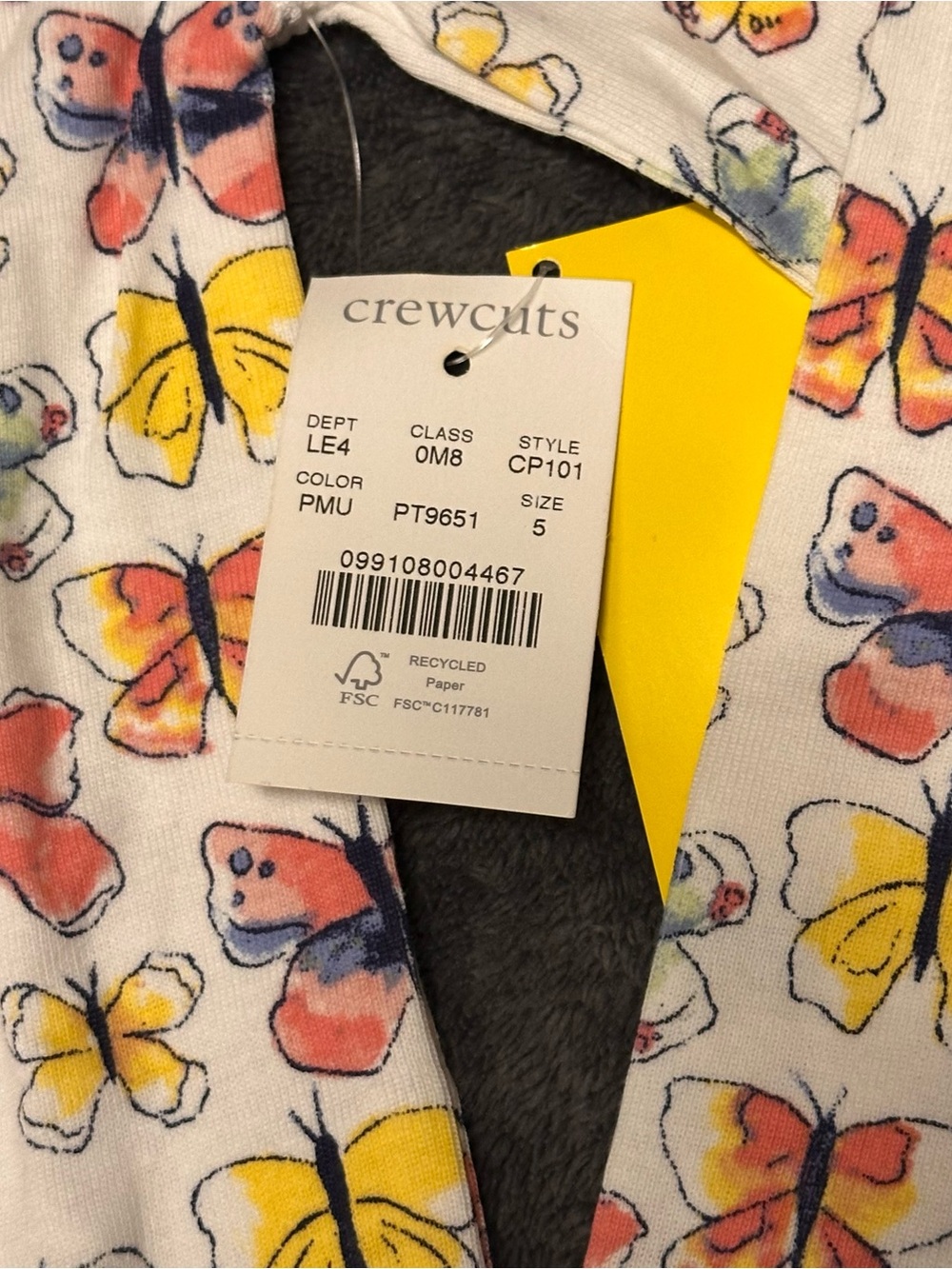 🆕 J. Crew White Butterfly Print Kids Cotton Pajama Set - Picture 3 of 10